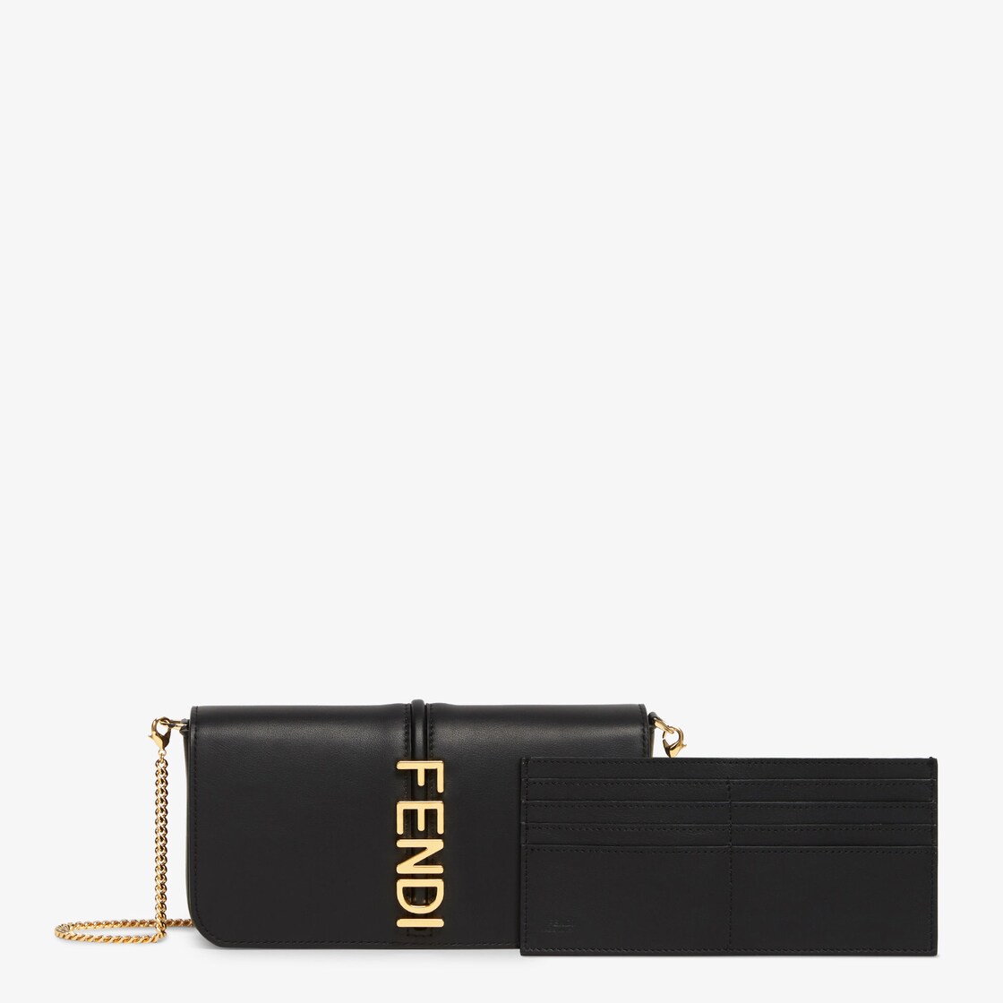 Fendigraphy Wallet On Chain Leather Black Fendi