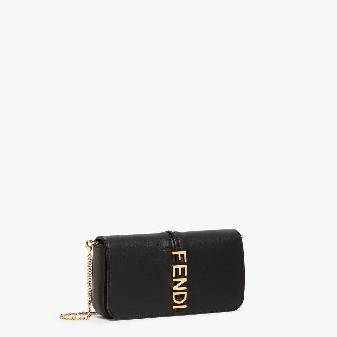 Fendigraphy Wallet On Chain - Black leather wallet | Fendi