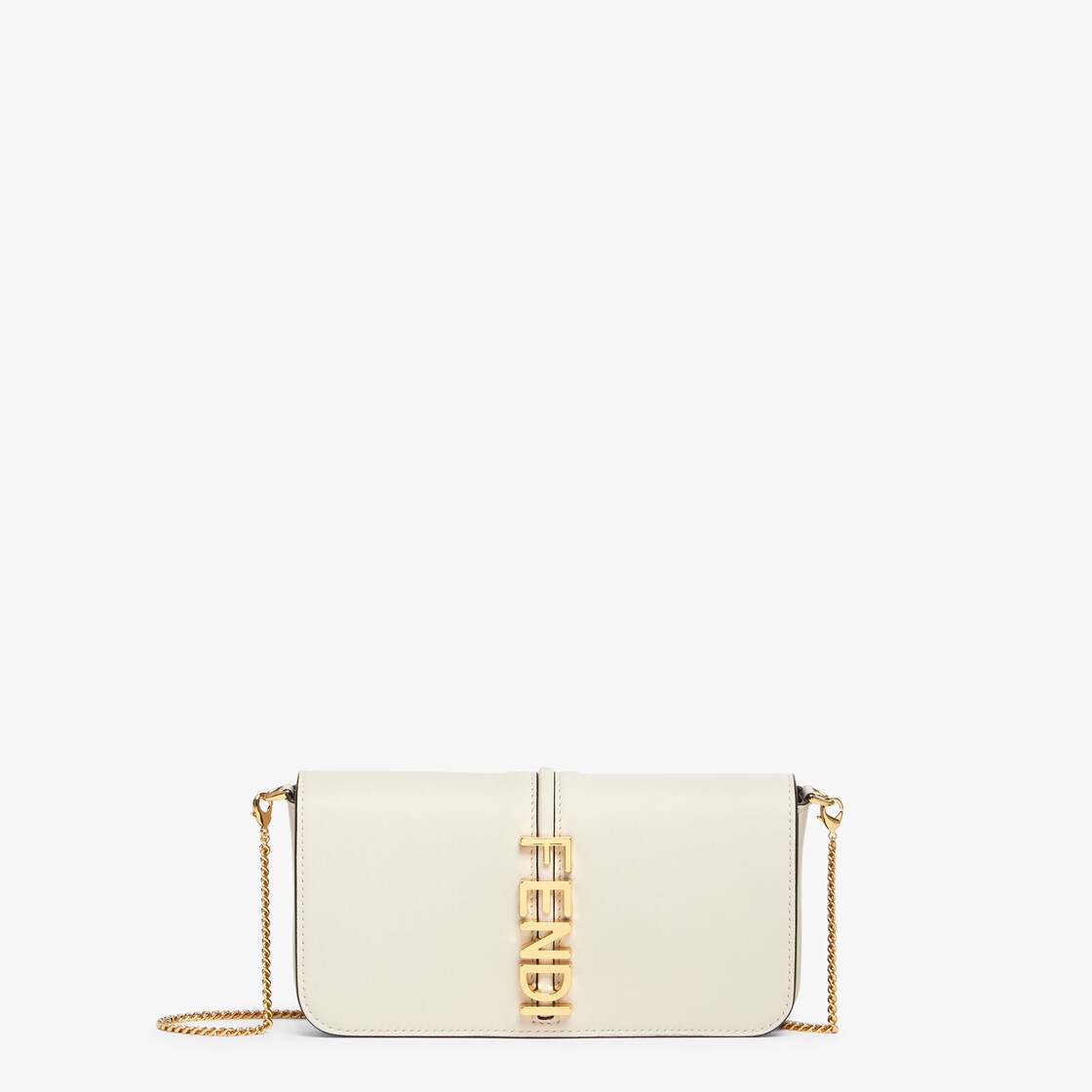 Fendi Wallet On Chain With Pouches Mini Leather In White - Praise