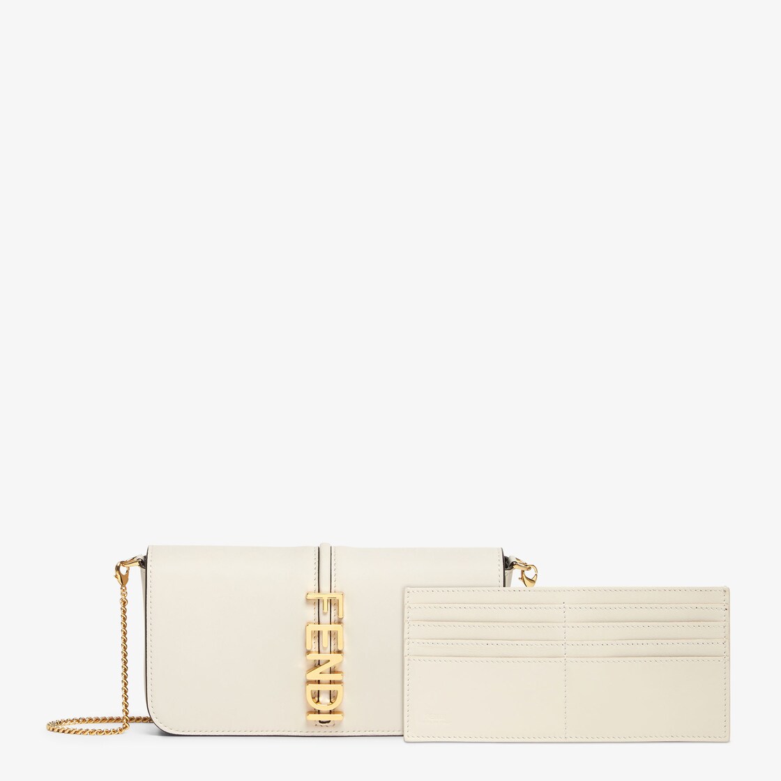 Fendigraphy Wallet On Chain - White leather wallet | Fendi