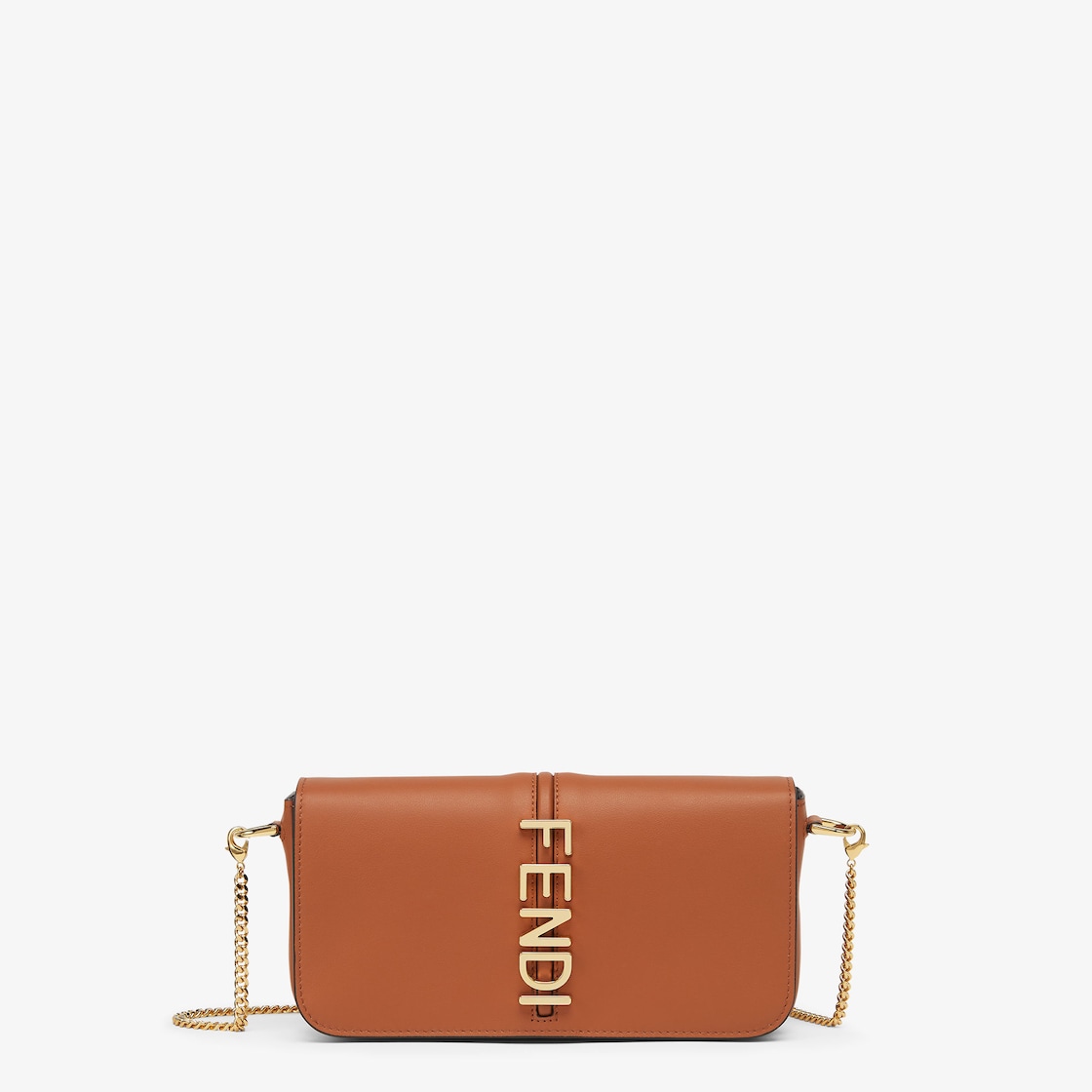 Fendigraphy Wallet On Chain - Brown leather wallet | Fendi