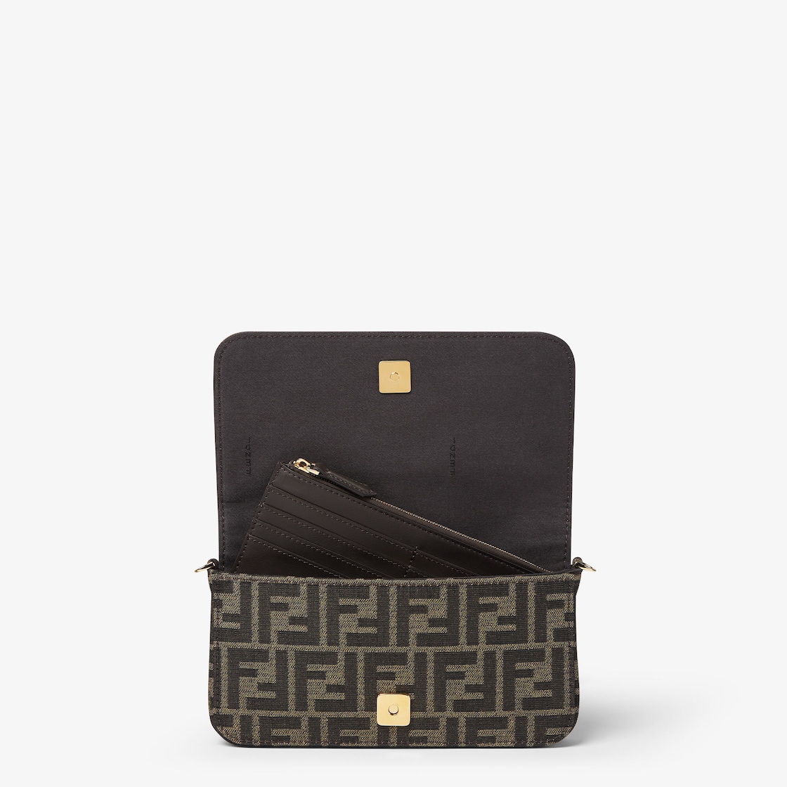 Fendigraphy Wallet On Chain Fabric Brown Fendi