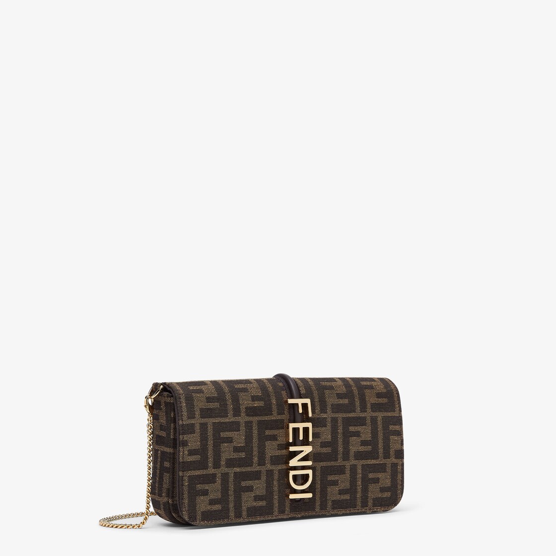 Fendi Graphy Leather Wallet On Chain in Black