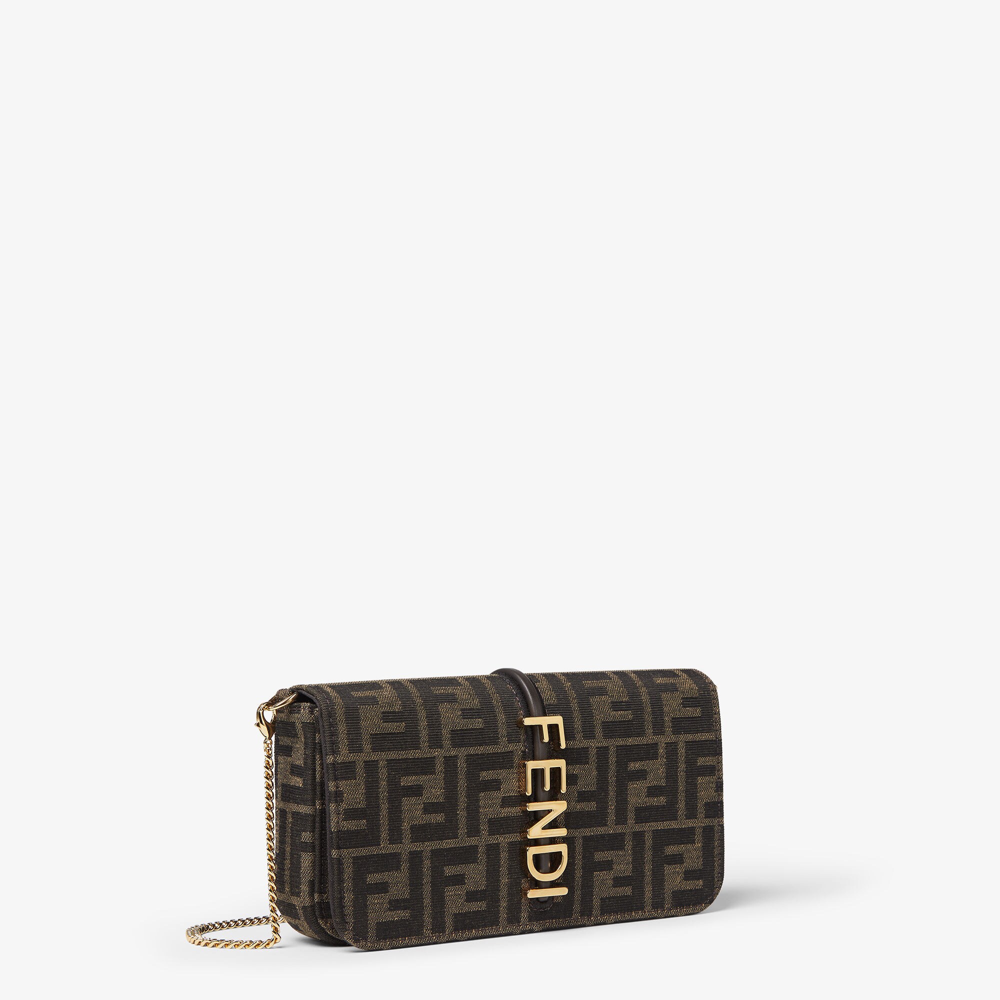 Fendigraphy Wallet On Chain Fabric Brown Fendi