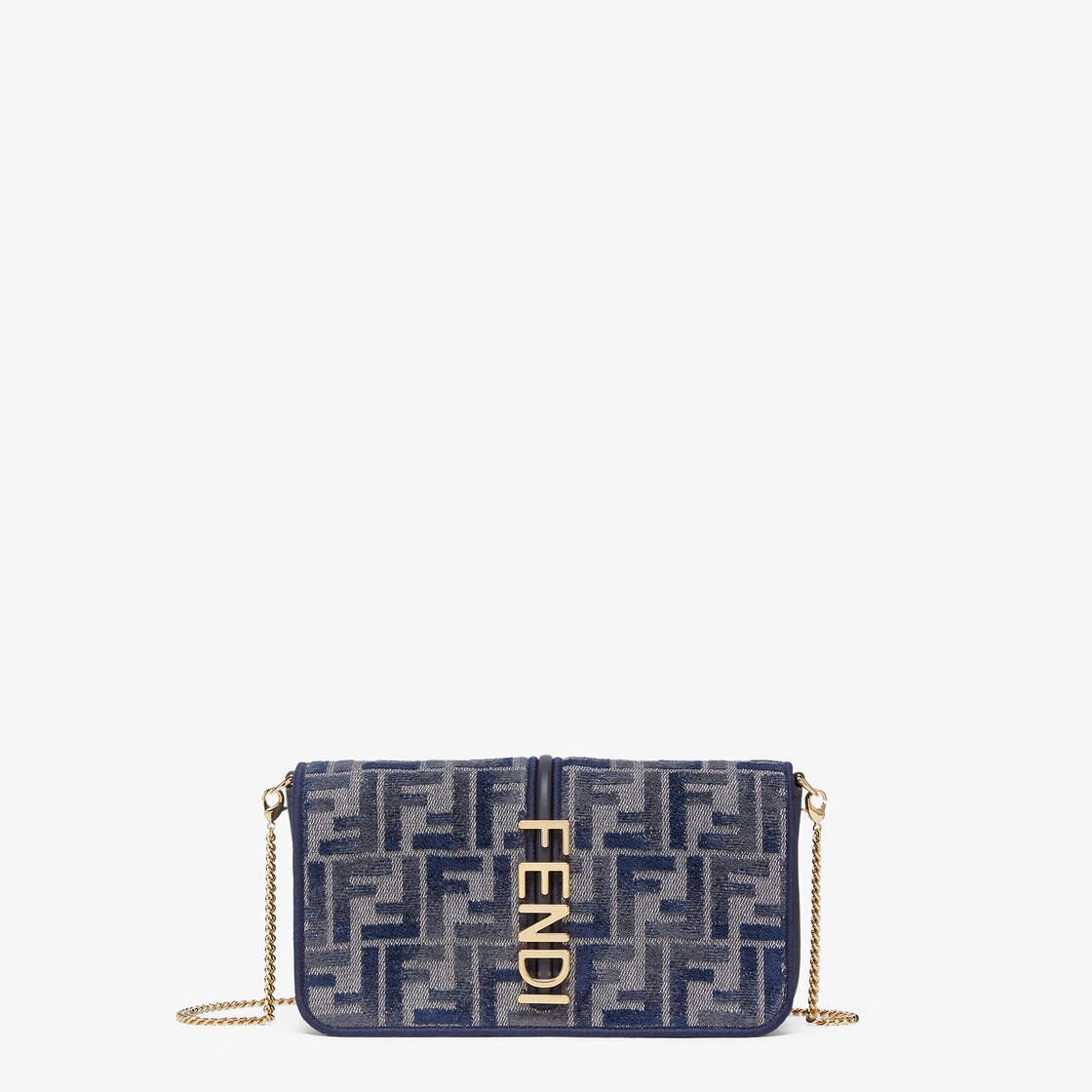 Fendigraphy Wallet On Chain Fabric Blue Fendi