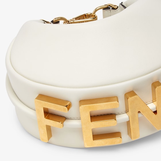 Fendi Mini hobo bag made of soft white leather, embellished | Thumbnail 4