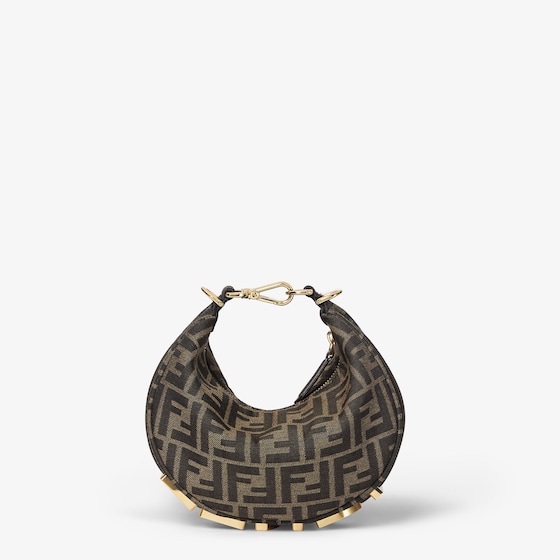 Fendi Mini hobo bag made of brown FF jacquard motif fabric