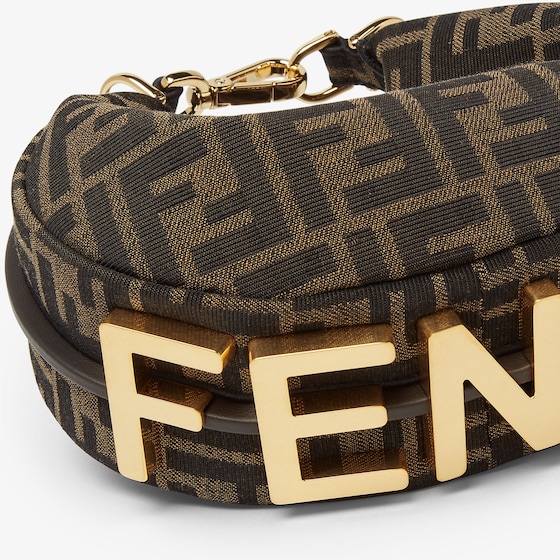 Fendi Mini hobo bag made of brown FF jacquard motif fabric | Thumbnail 4