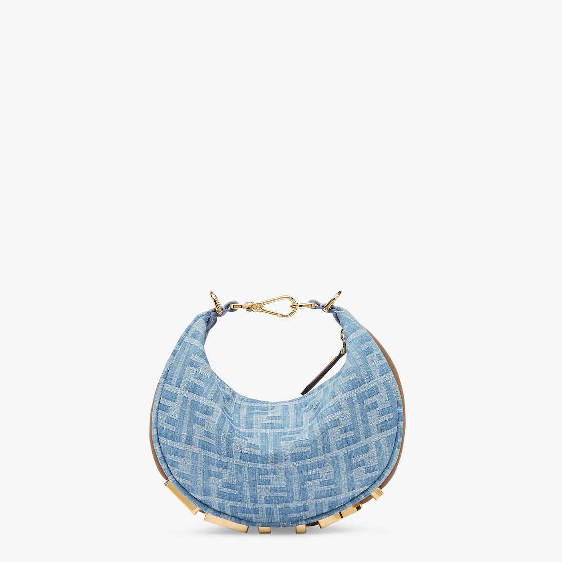 Fendigraphy Mini Light blue FF denim fabric mini bag Fendi