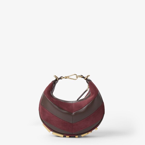 Fendi Mini-bag In Leather And Suede With Two-tone Inlay In Brown