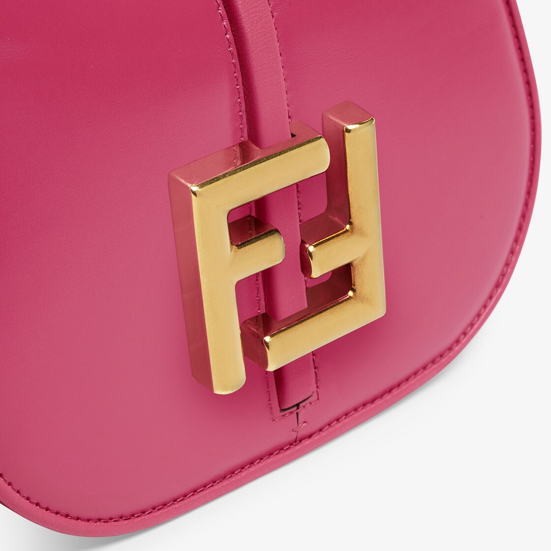 FENDI: C'mon Mini bag in leather with FF monogram - Fuchsia