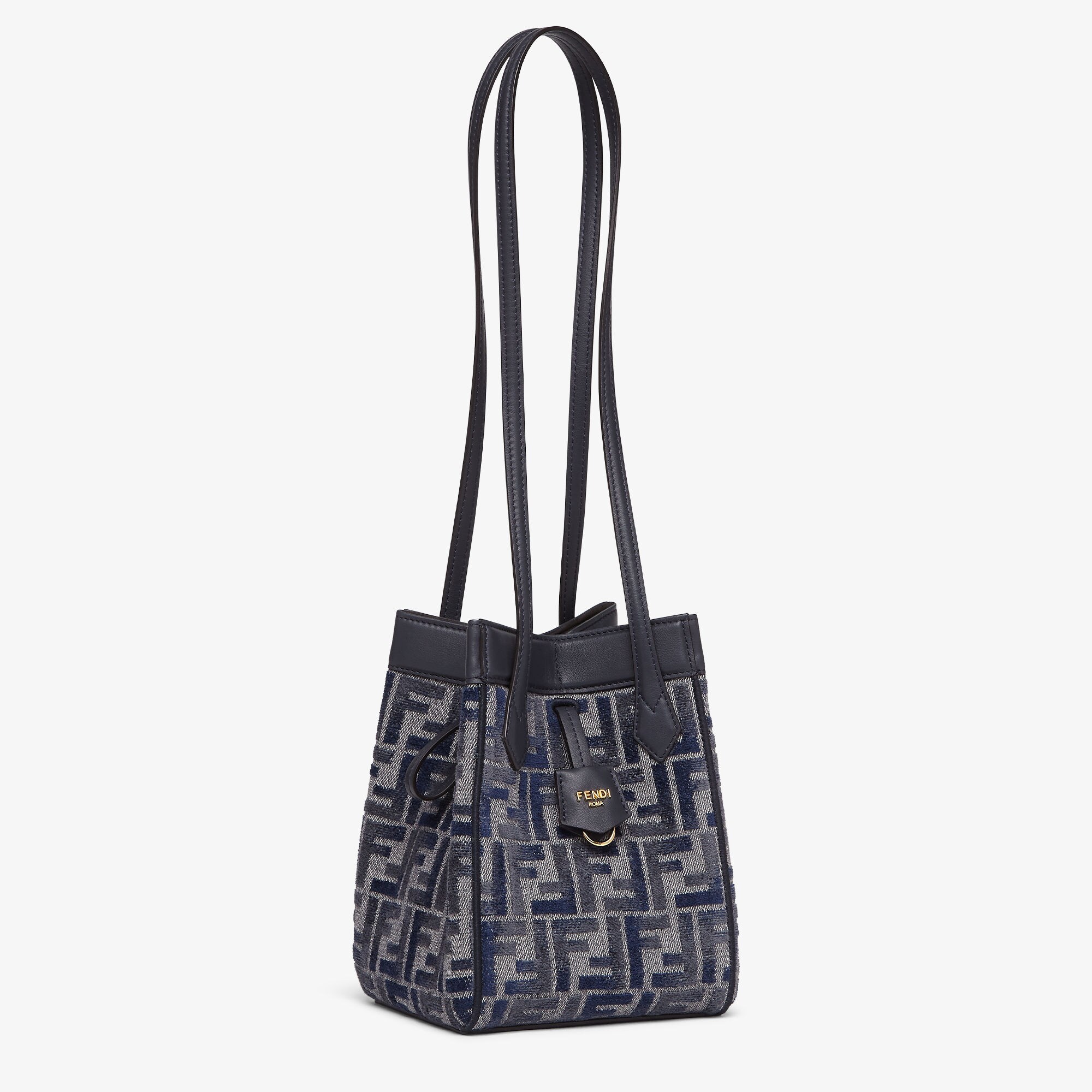 Fendi Origami MiniTransformable dark blue FF chenille mini-bag