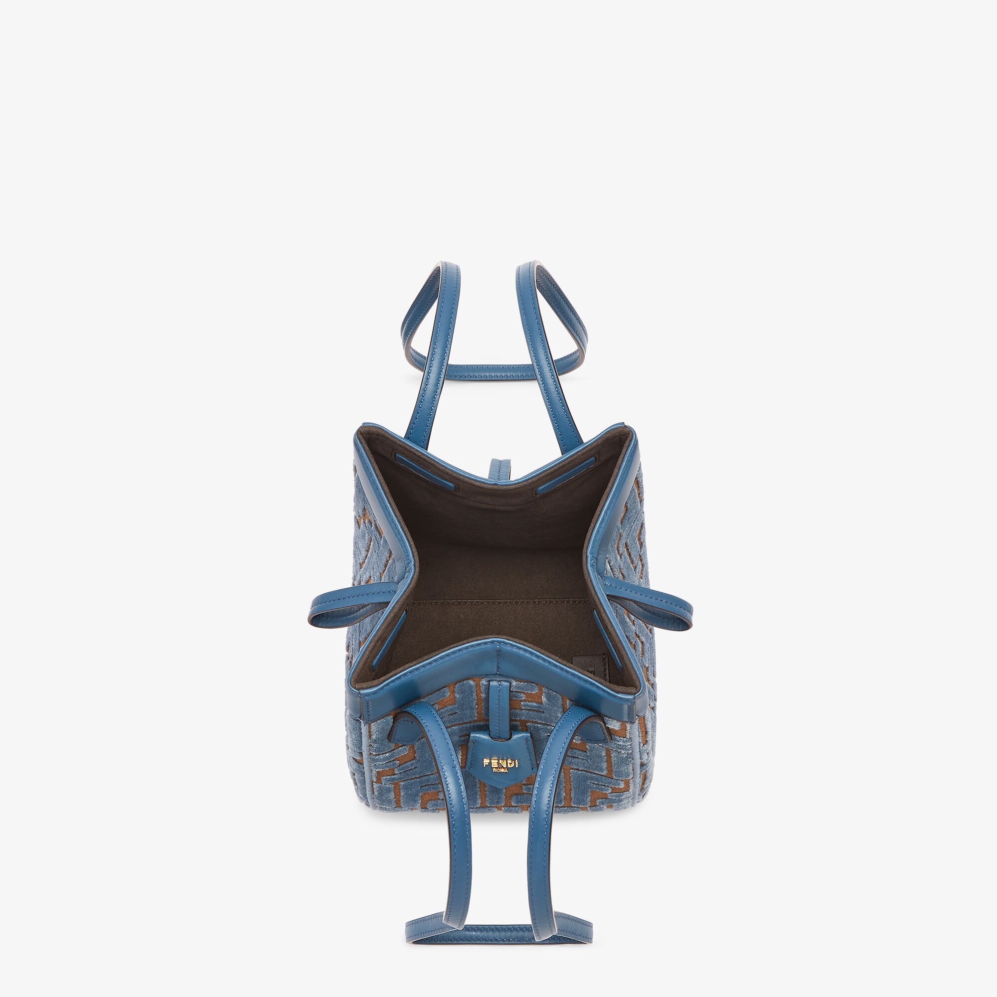 FENDI ライトブルー FFジャカードベルベット Origami ミニバッグ フェンディ レザー＆デニム調 FFジャカード オリガミ ミニバッグ