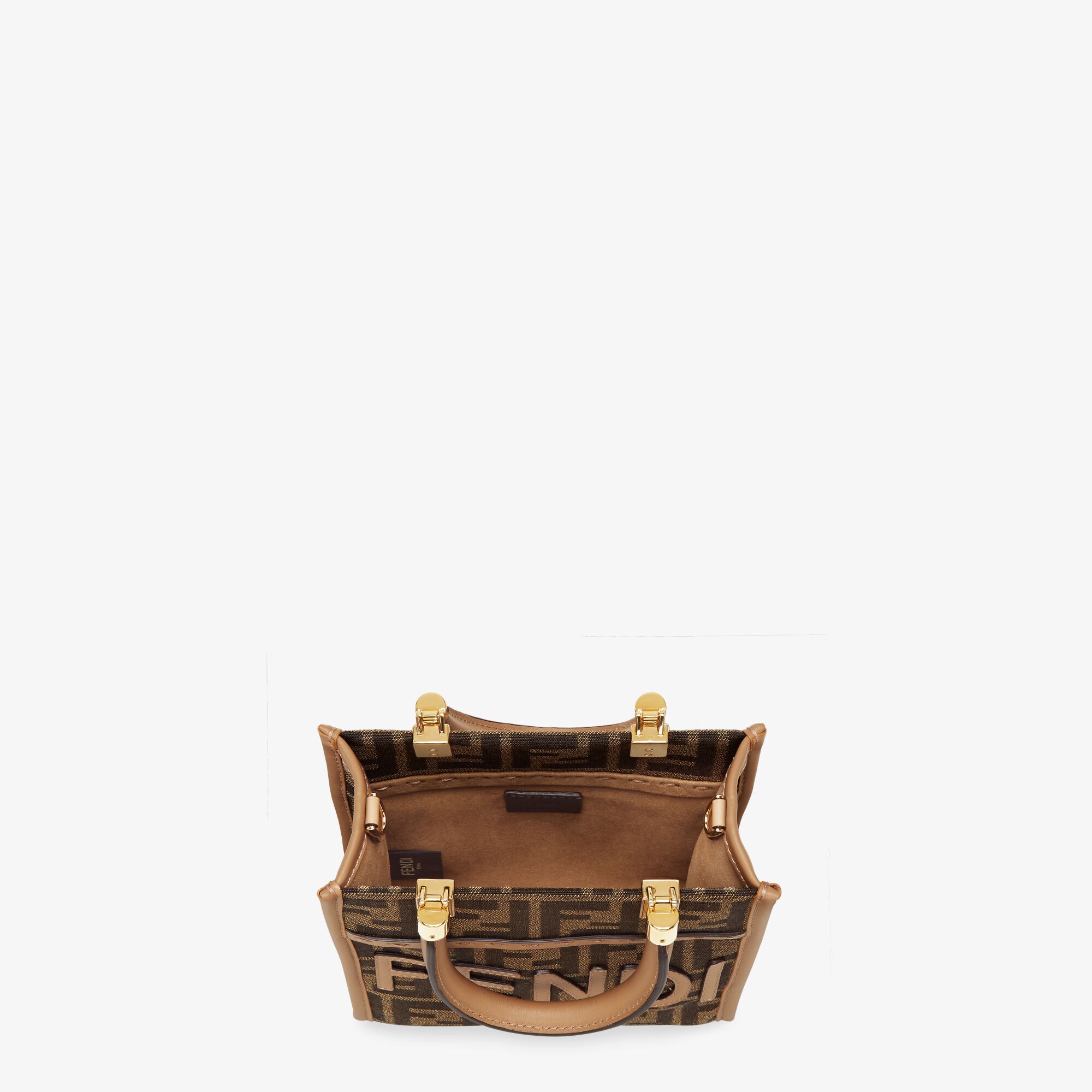 Mini Sunshine Shopper - Brown FF fabric mini-bag | Fendi