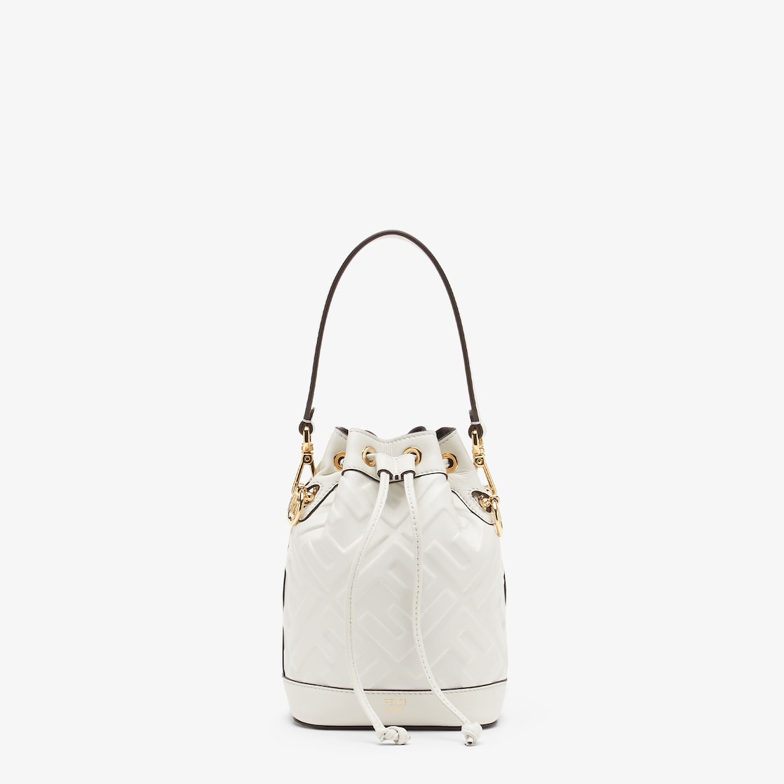 Mon Tresor White leather mini bag with FF motif Fendi