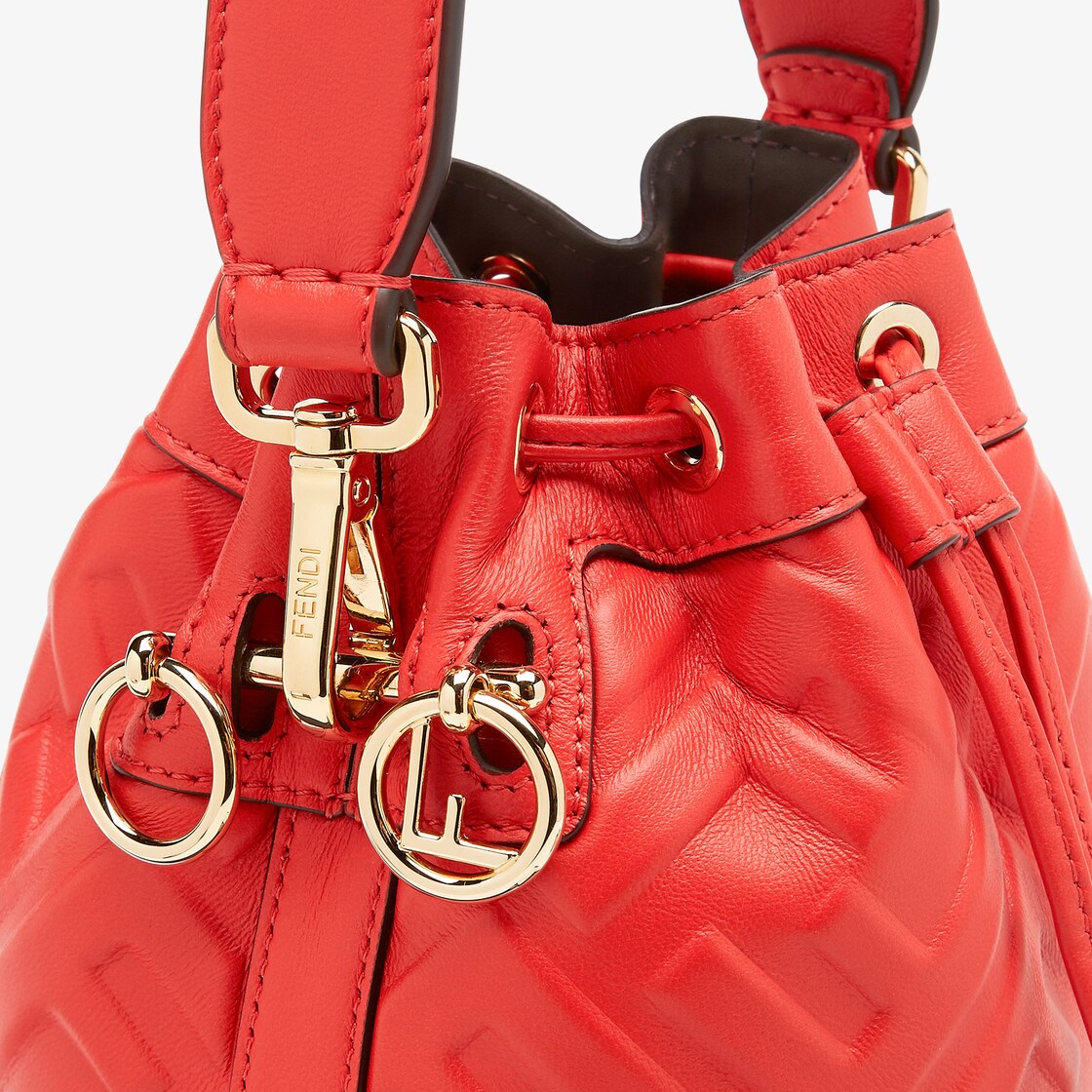 Red fendi bucket discount bag