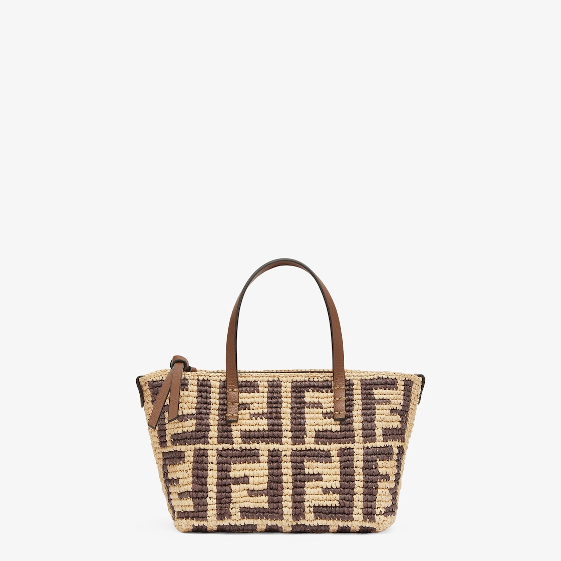 Large Roll Brown FF raffia crochet shopper Fendi