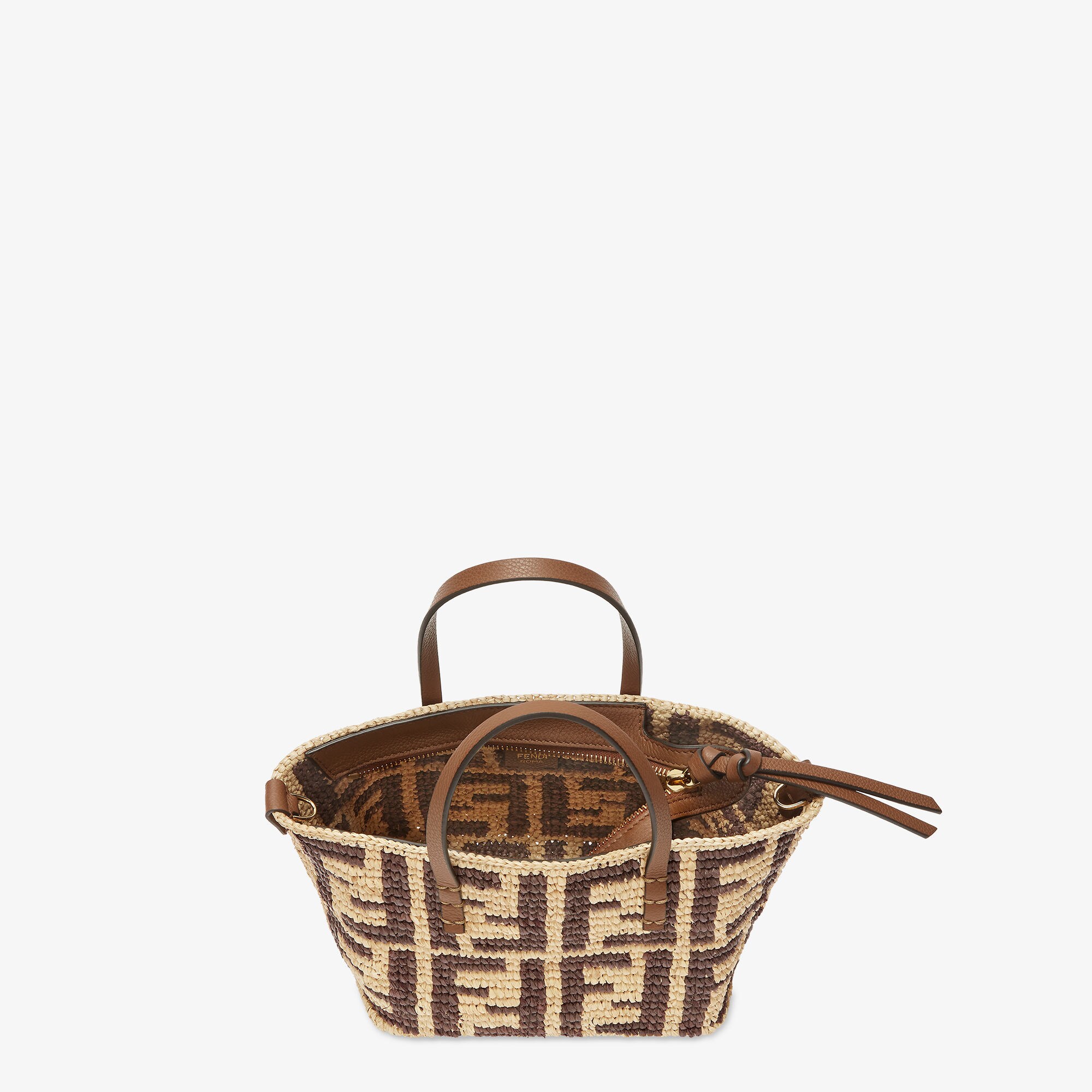 FENDI RoLハンドバッグミニ Mini Roll Raffia Brown | Fendi