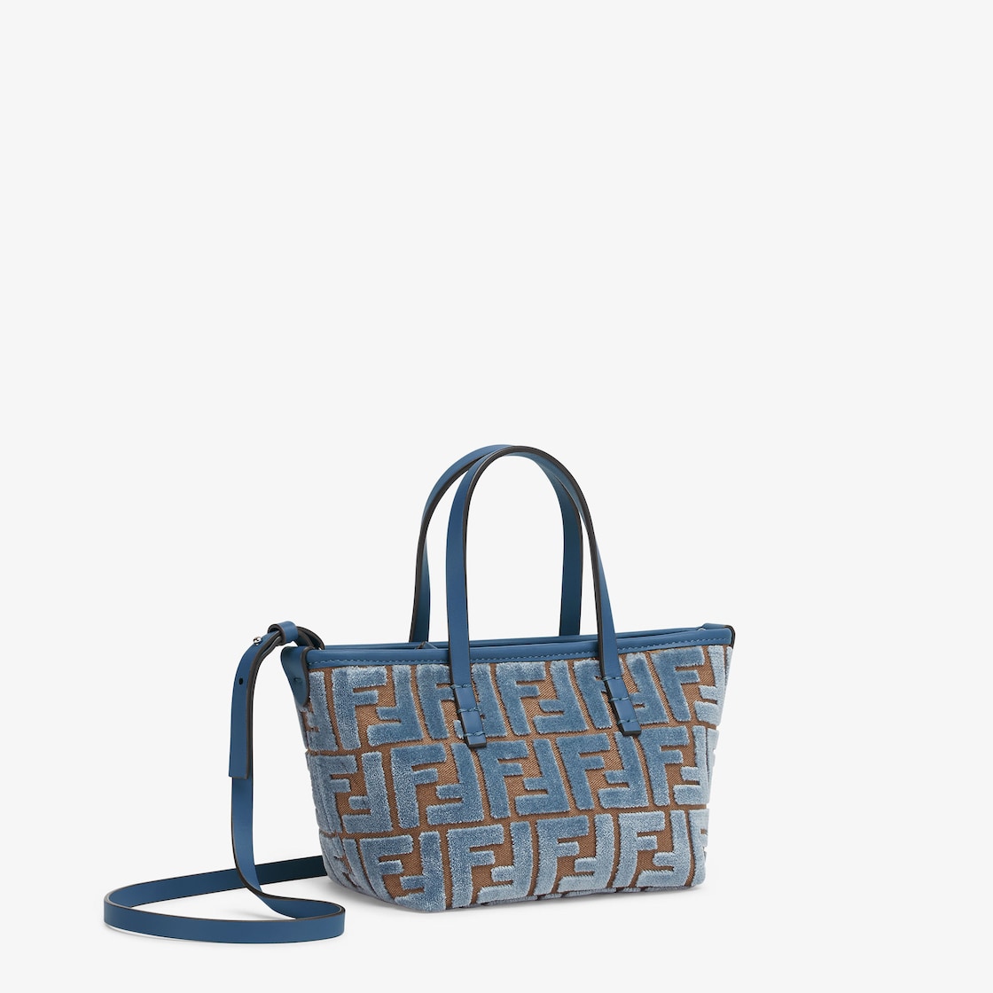 FENDI｜ (Roll Mini VELVET FF JAcquard Bag (8BS096 AT14 F Mini Roll Fabric Brown | Fendi