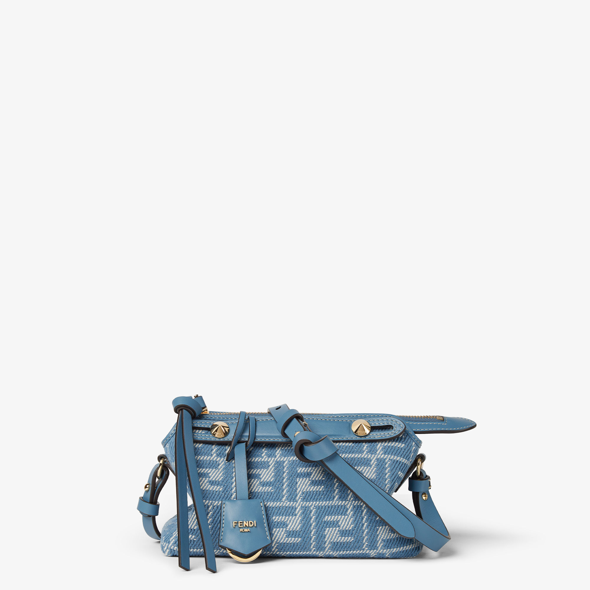 【関税＆送料込み】Fendi Small Roll Blue Denim-Effect Ff Ja Fendi Roll Mini Ff Jacquard Mini Tote Bag in Blue | Lyst