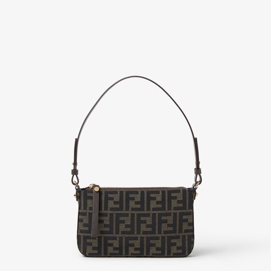 Fendi Ff Jacquard Easy Pouch In Brown