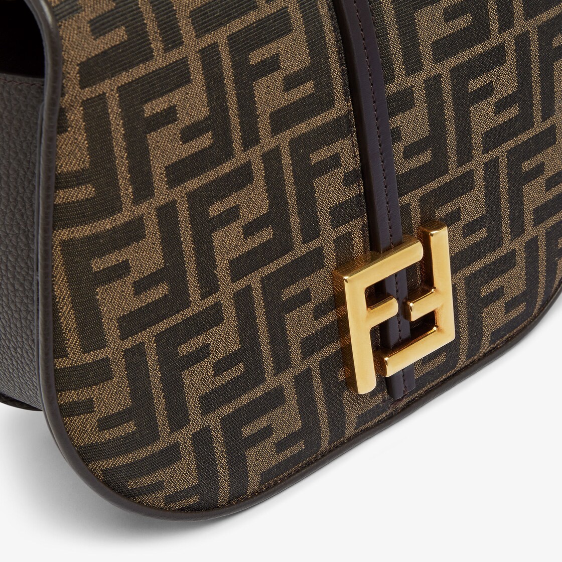 FENDI: bag in leather and embossed fabric with coated FF monogram