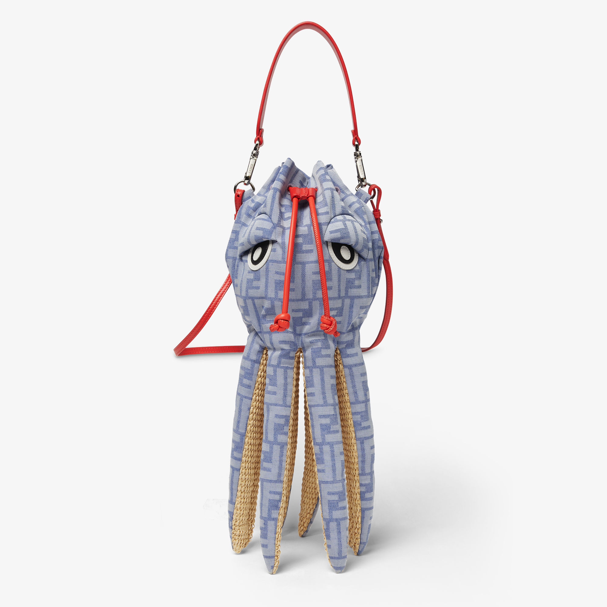 Raffia and jacquard charm Fabric Blue | Fendi