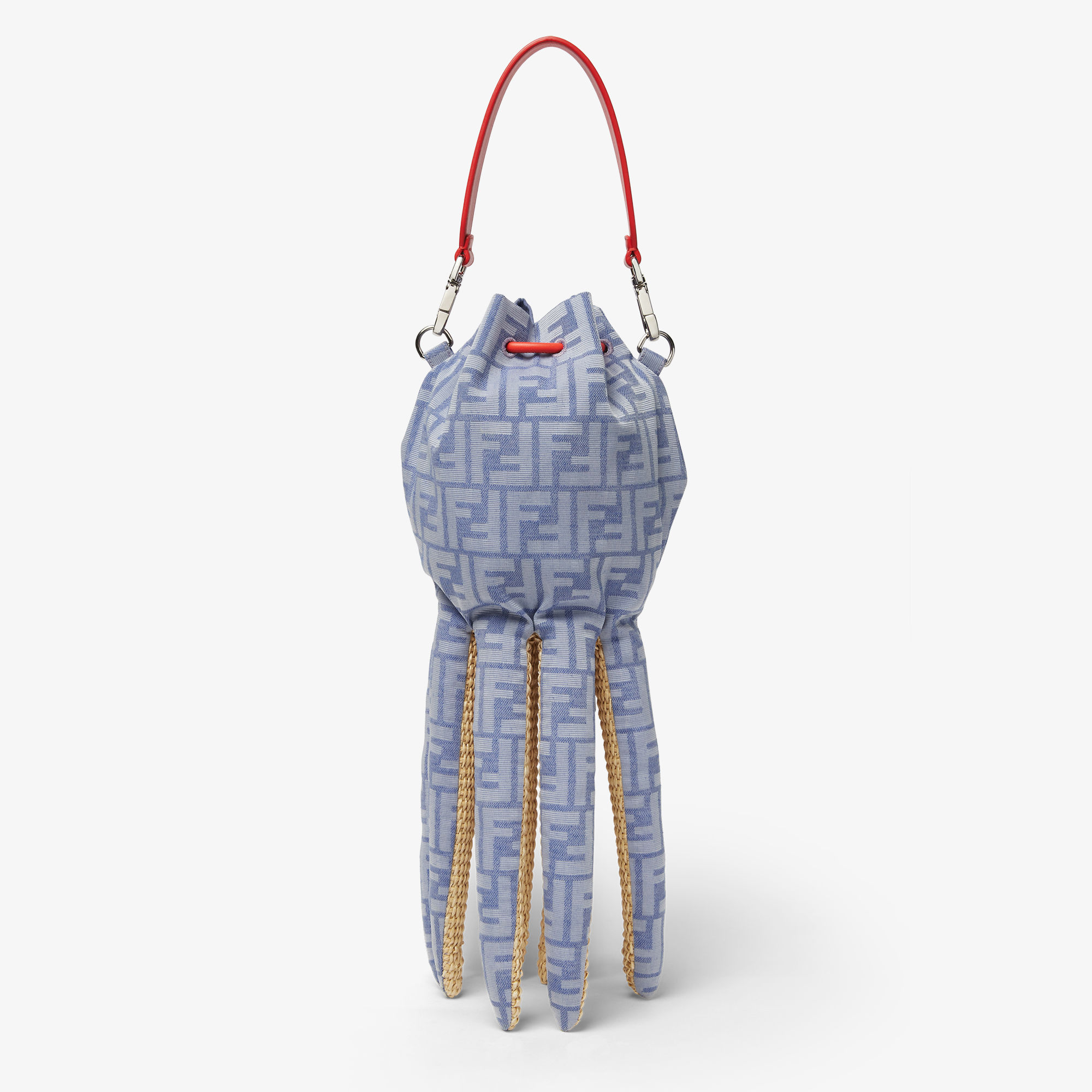 Raffia and jacquard charm - Blue | FENDI International