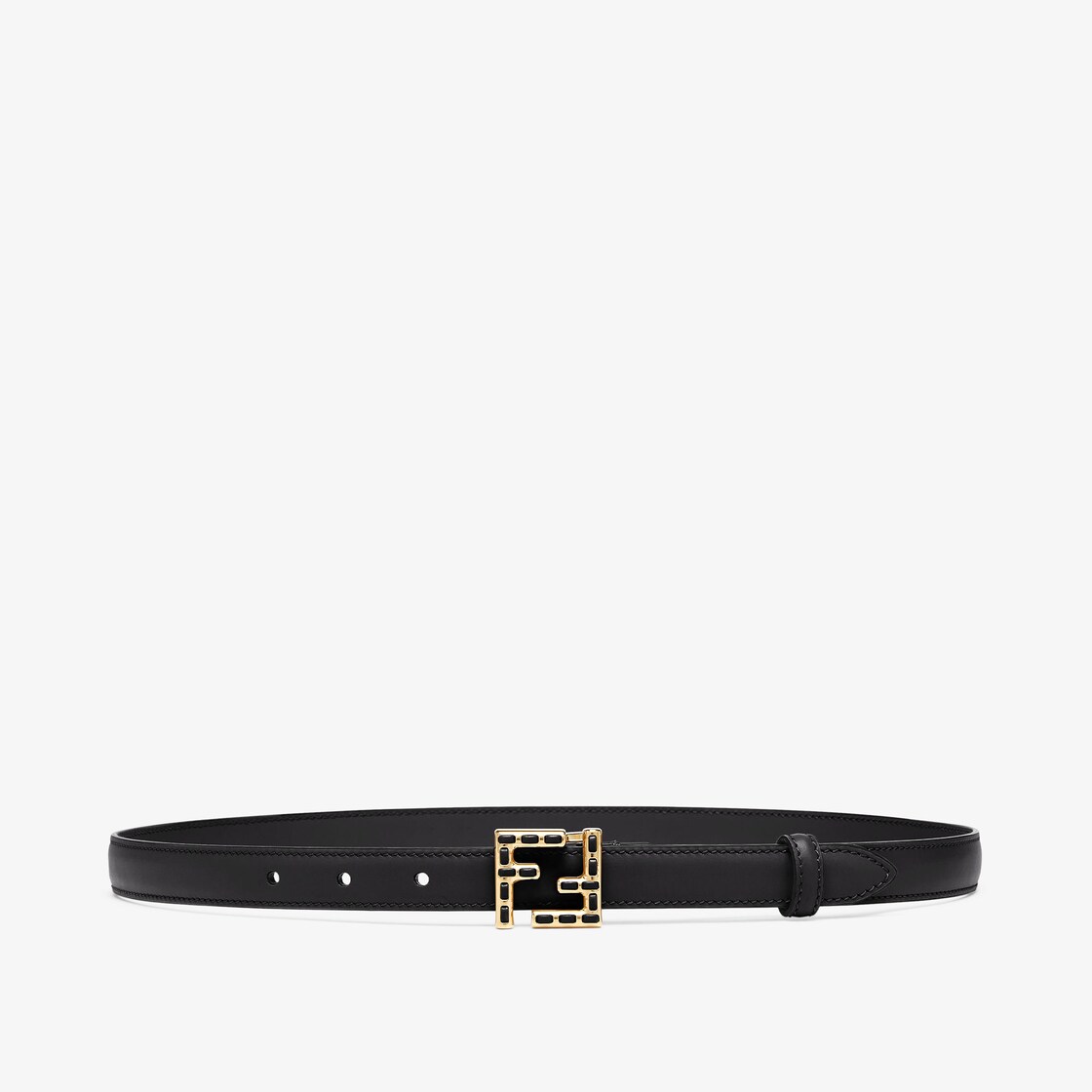 Ceinture FF Ceinture en cuir noir Fendi