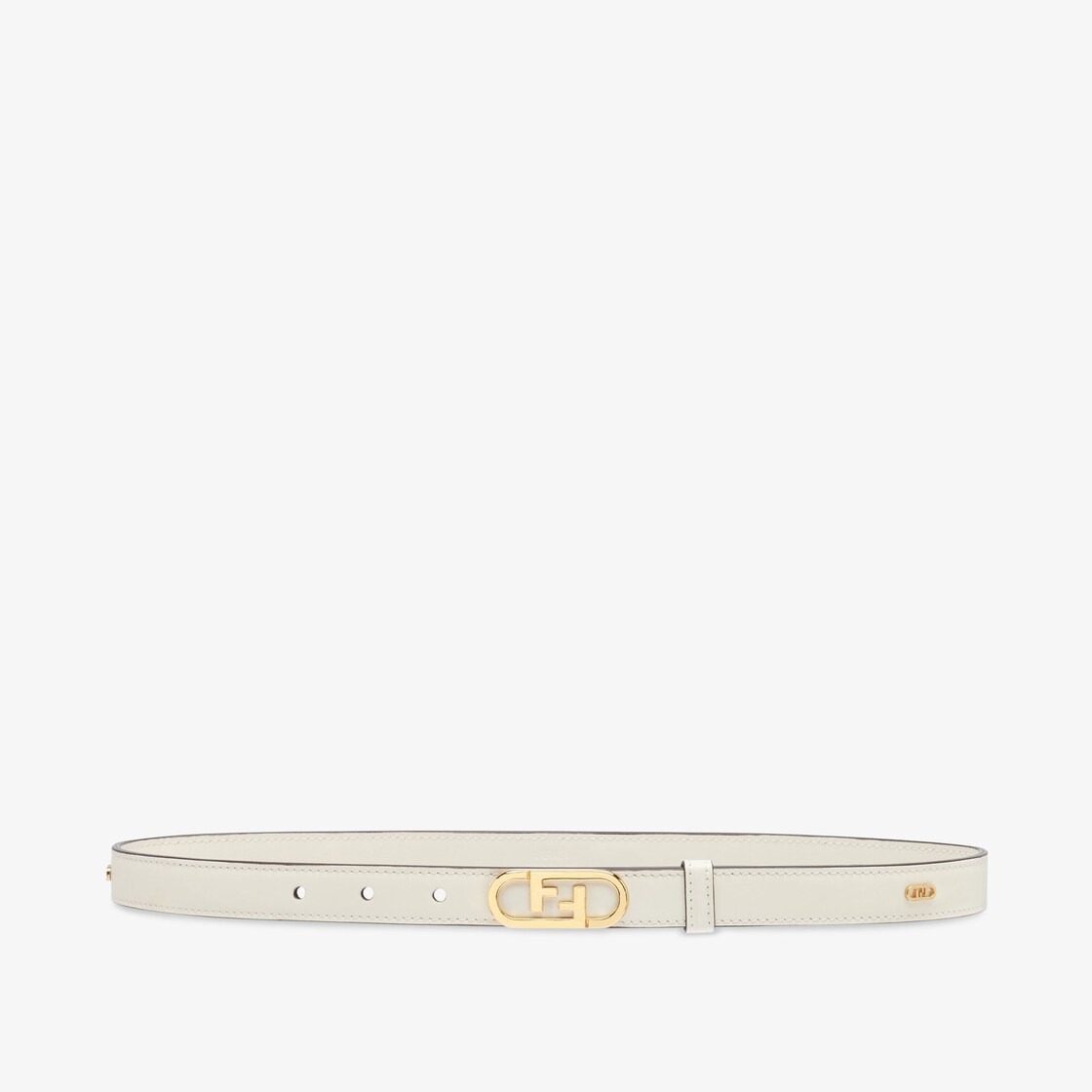 Narrow belt with studs - White/Gold-coloured - Ladies