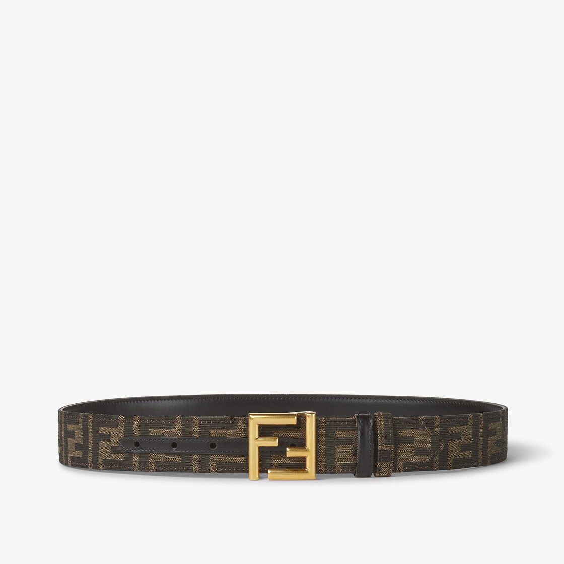 FF Belt - Black leather and FF fabric reversible belt | Fendi