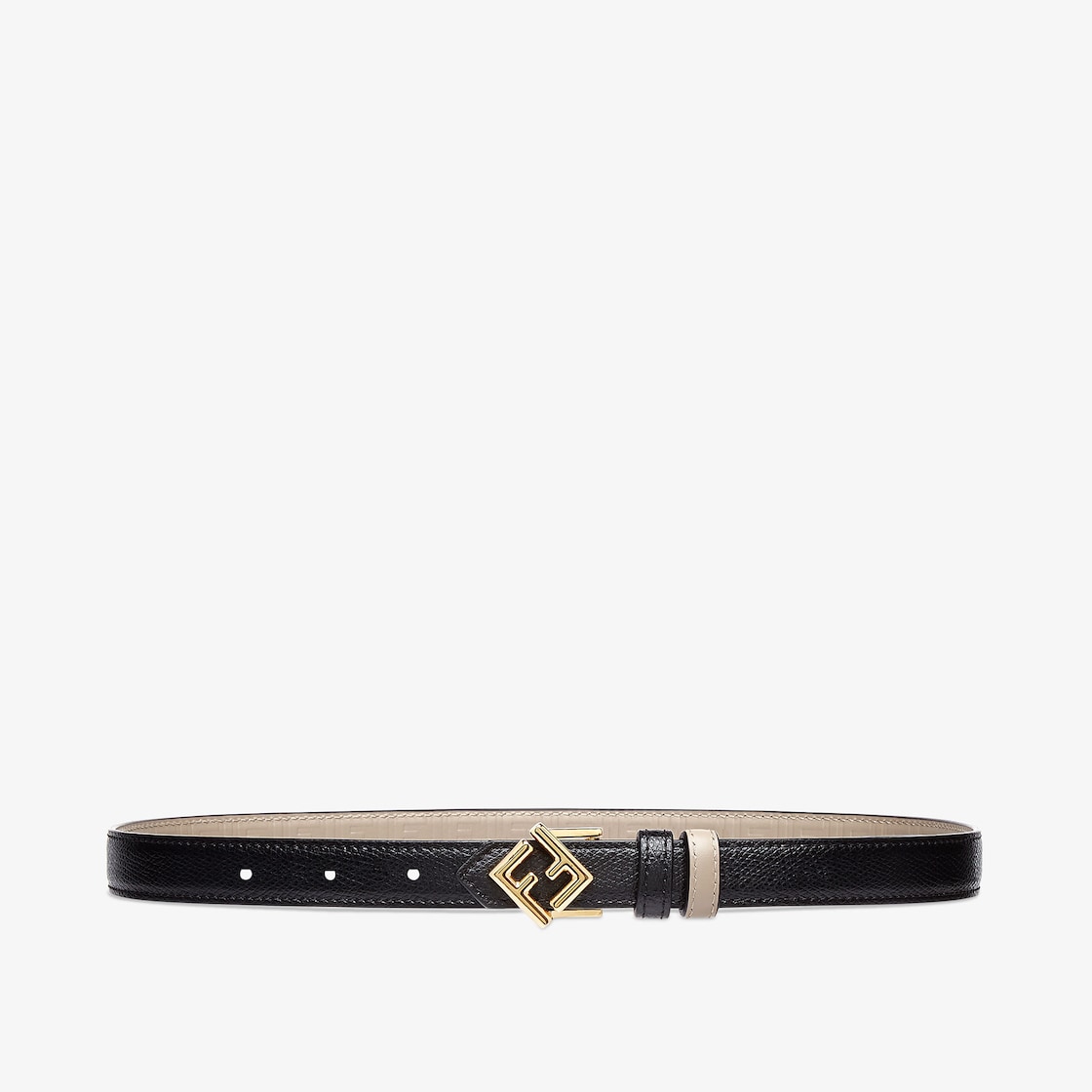 FF Diamonds BeltBlack and beige leather reversible belt