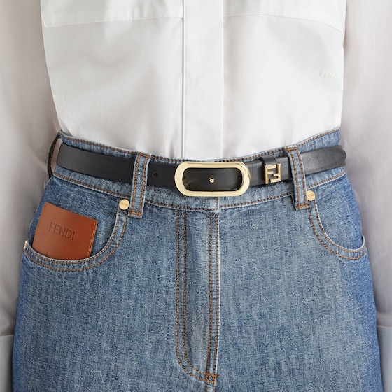 Fendi Thin belt with oval buckle and FF logo on the loop | Thumbnail 3