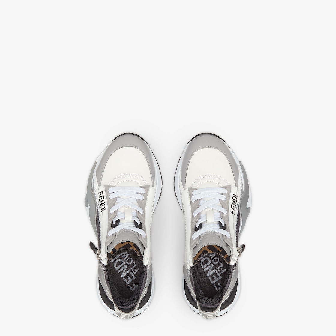 Fendi Flow Grey leather low-tops Grey - Image 4/5