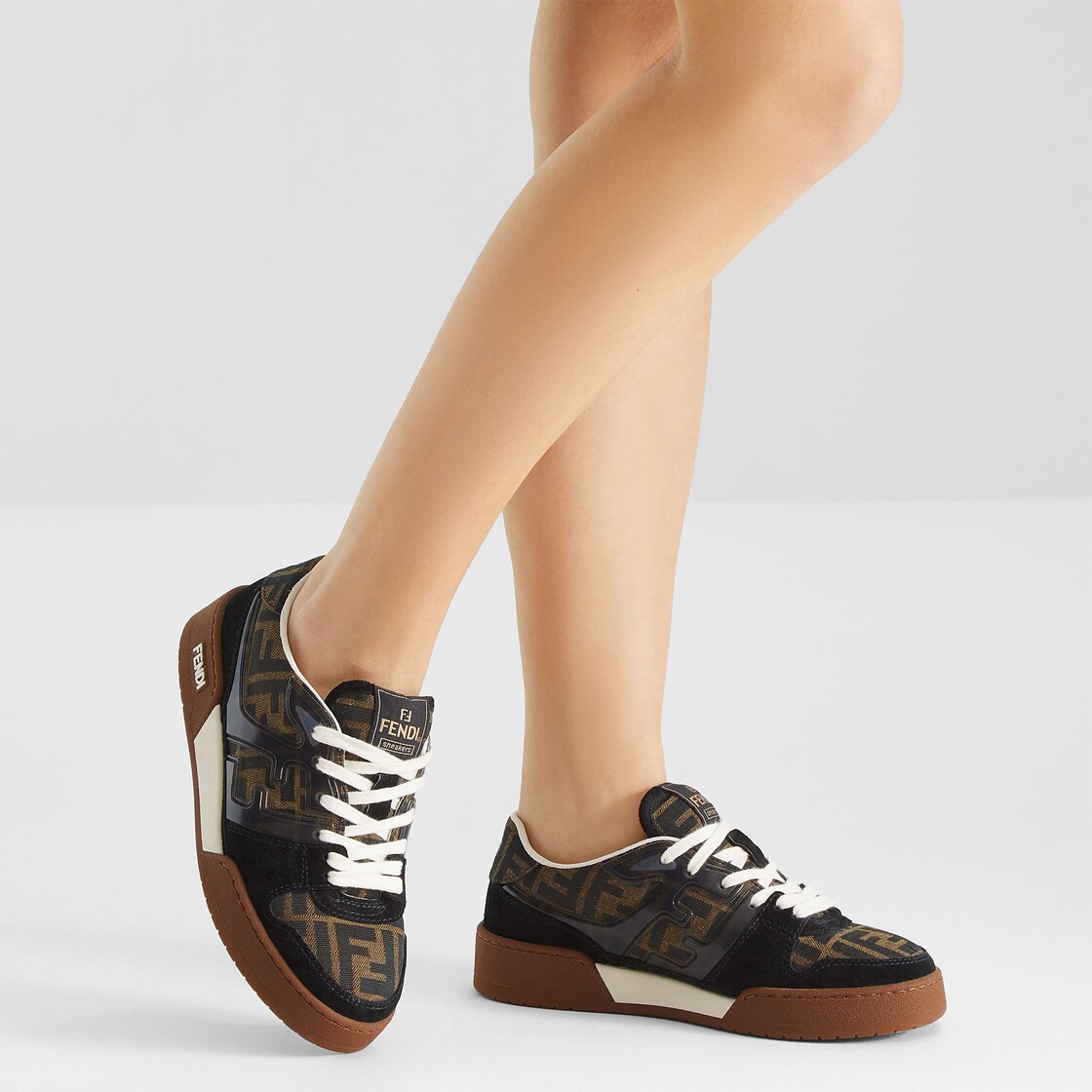 Fendi Match - Canvas low-tops with black suede | Fendi