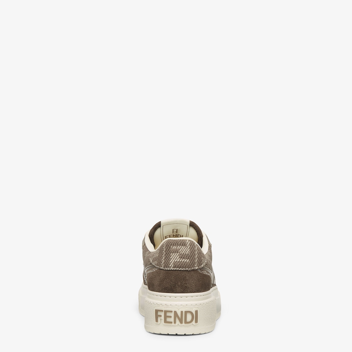 Fendi Match Brown denim-effect FF jacquard and suede platform low tops Brown - Image 3/5