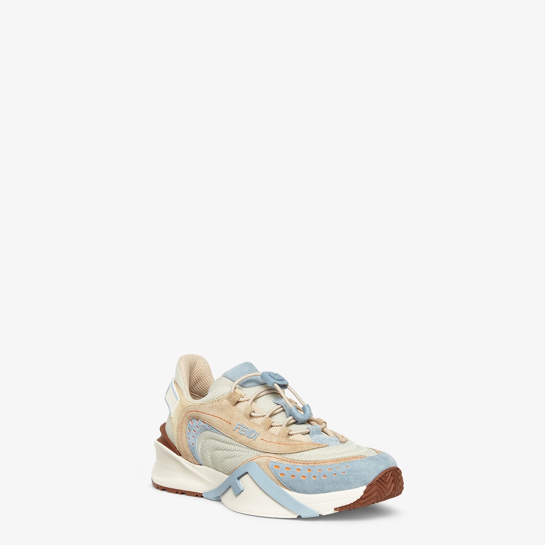 Fendi Flow Light blue mesh and suede low tops Light blue - Image 2/5