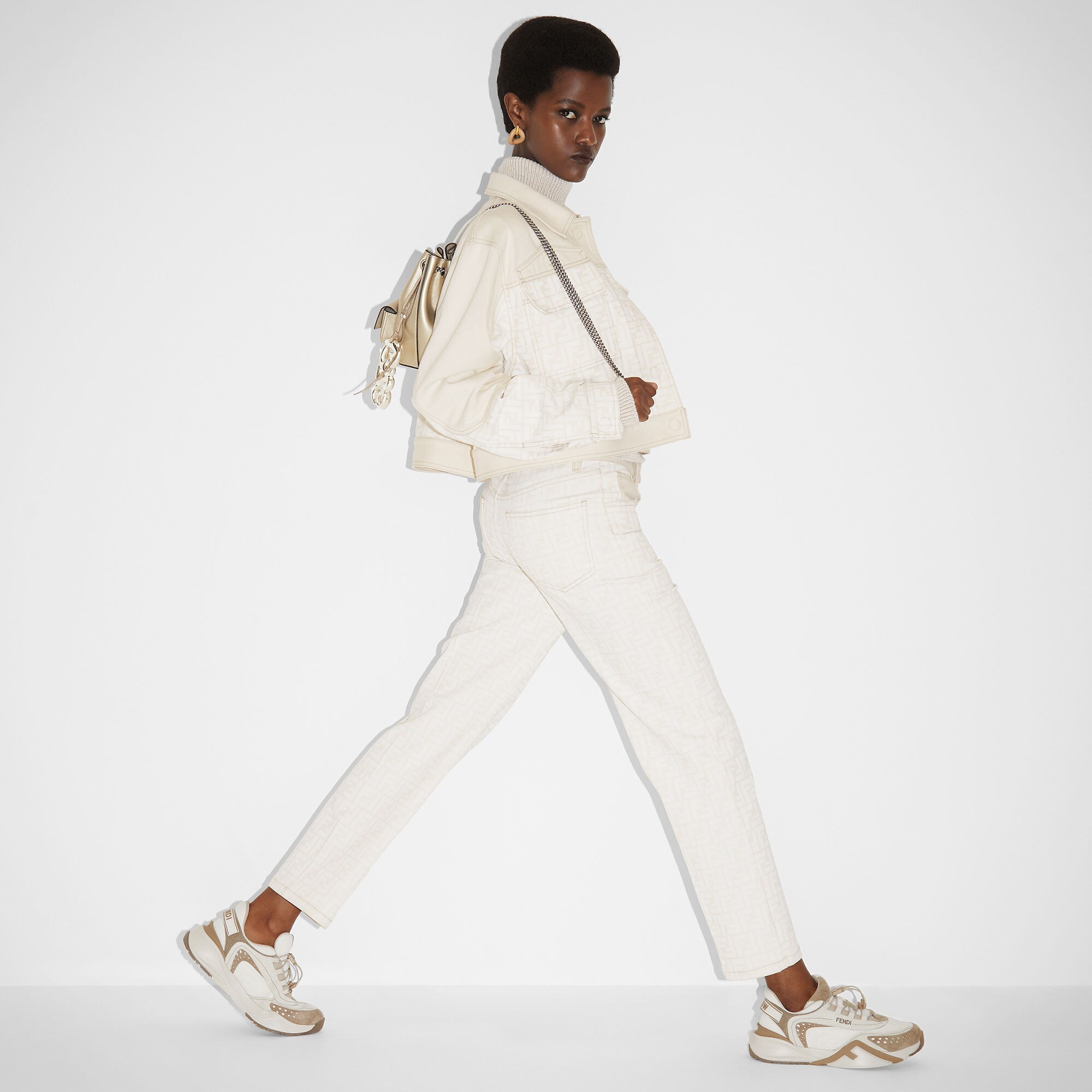 スニーカー FENDI Women Sneakers 7L1663 AQX9F1NLP FENDI UOMO Beige Fendi Flow Leather Beige | Fendi