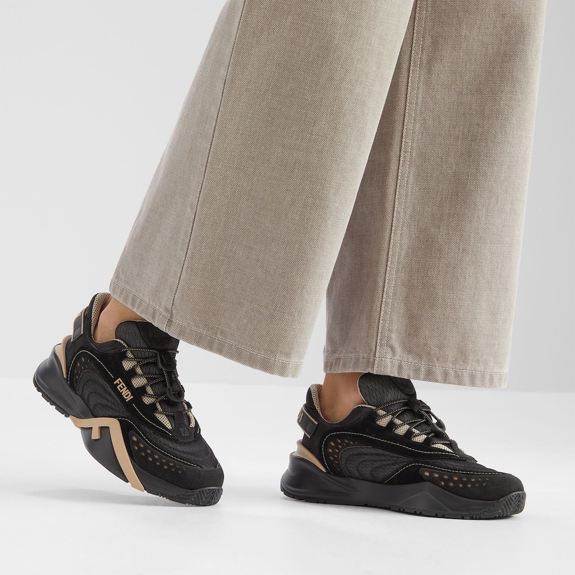 Fendi Flow Black mesh and suede low tops Black - Image 6/6