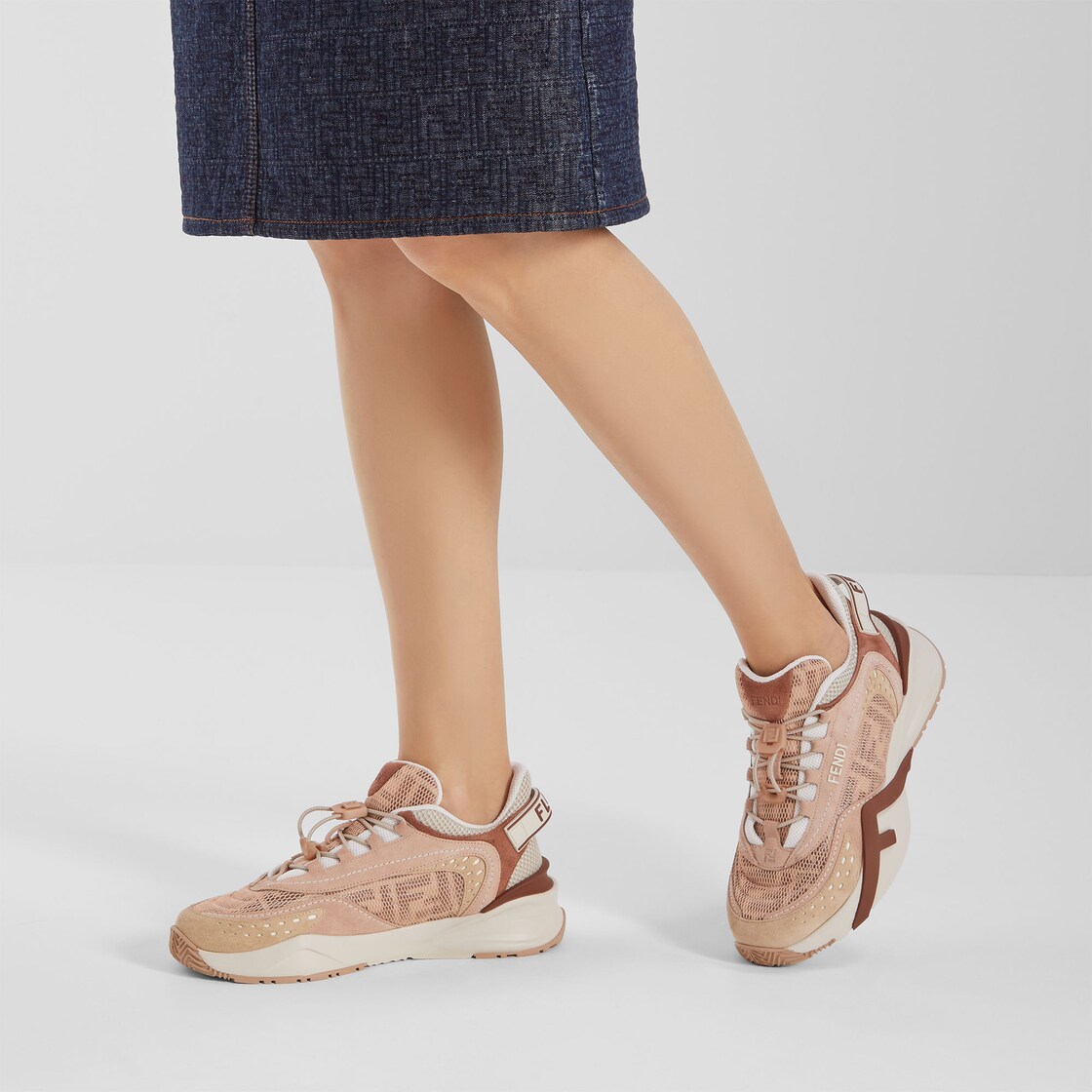 Fendi Flow Pink mesh and suede low-tops Pink - Image 5/5