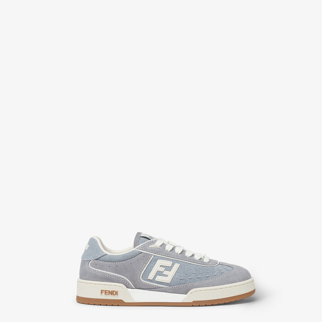 Fendi Match Light blue denim fabric and suede low tops Light blue - Image 1/5