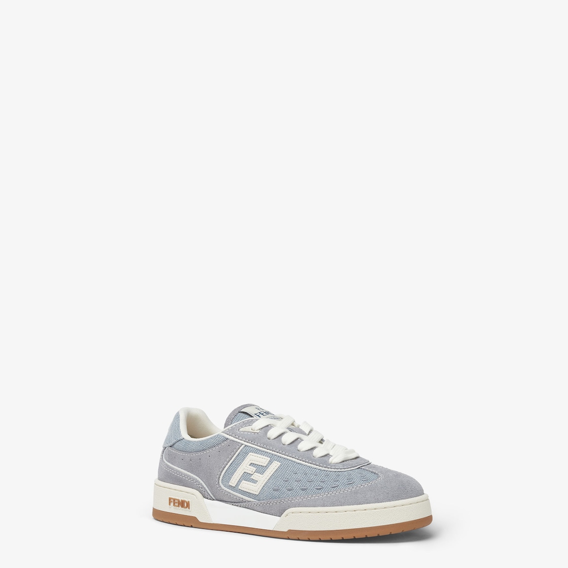 Fendi Match Light blue denim fabric and suede low tops Light blue - Image 2/5