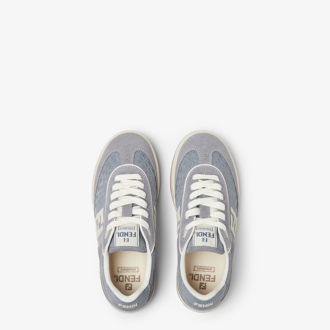 Fendi Match Light blue denim fabric and suede low tops Light blue - Image 4/5