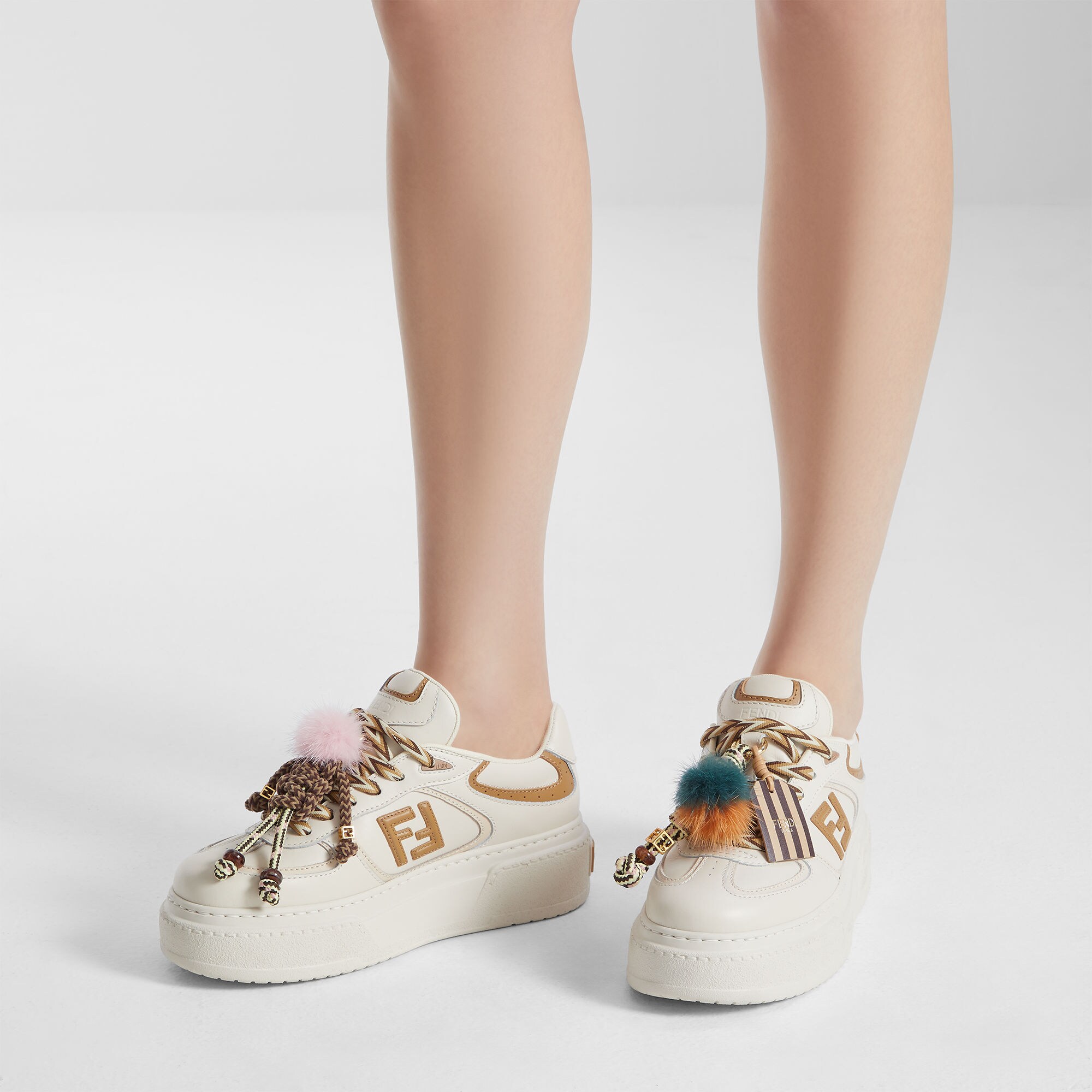 FENDI 25FW フェンディマッチ ホワイトレザー 厚底スニーカー フェンディ マッチ レザー ホワイト | Fendi