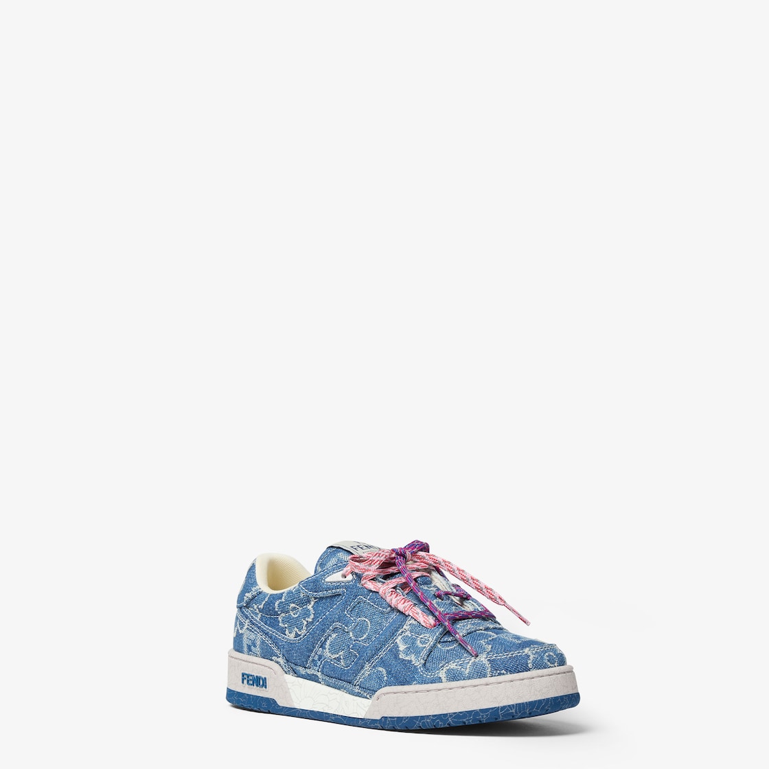 Fendi Match Blue denim-effect FF jacquard low-tops Blue - Image 2/4