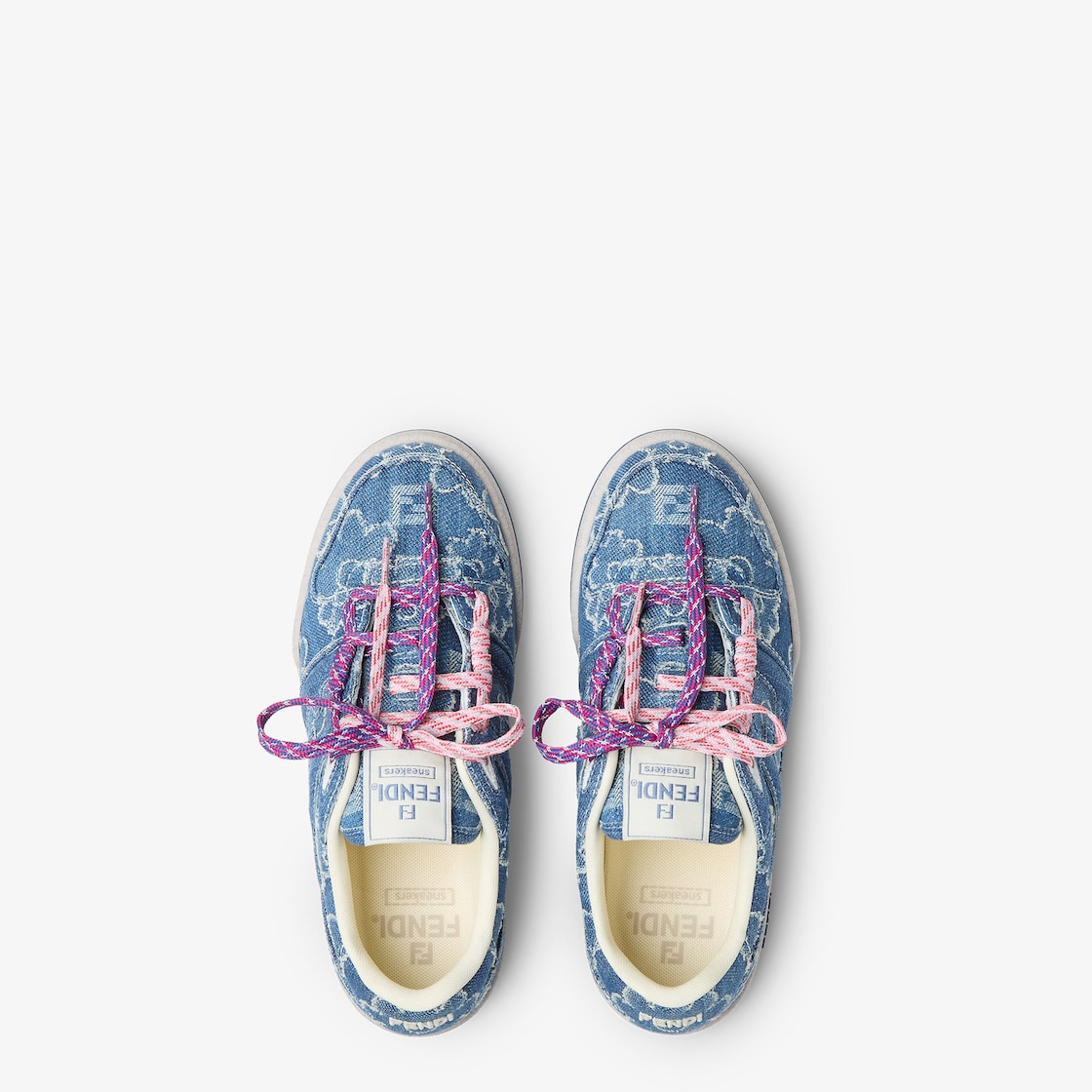 Fendi Match Blue denim-effect FF jacquard low-tops Blue - Image 4/4