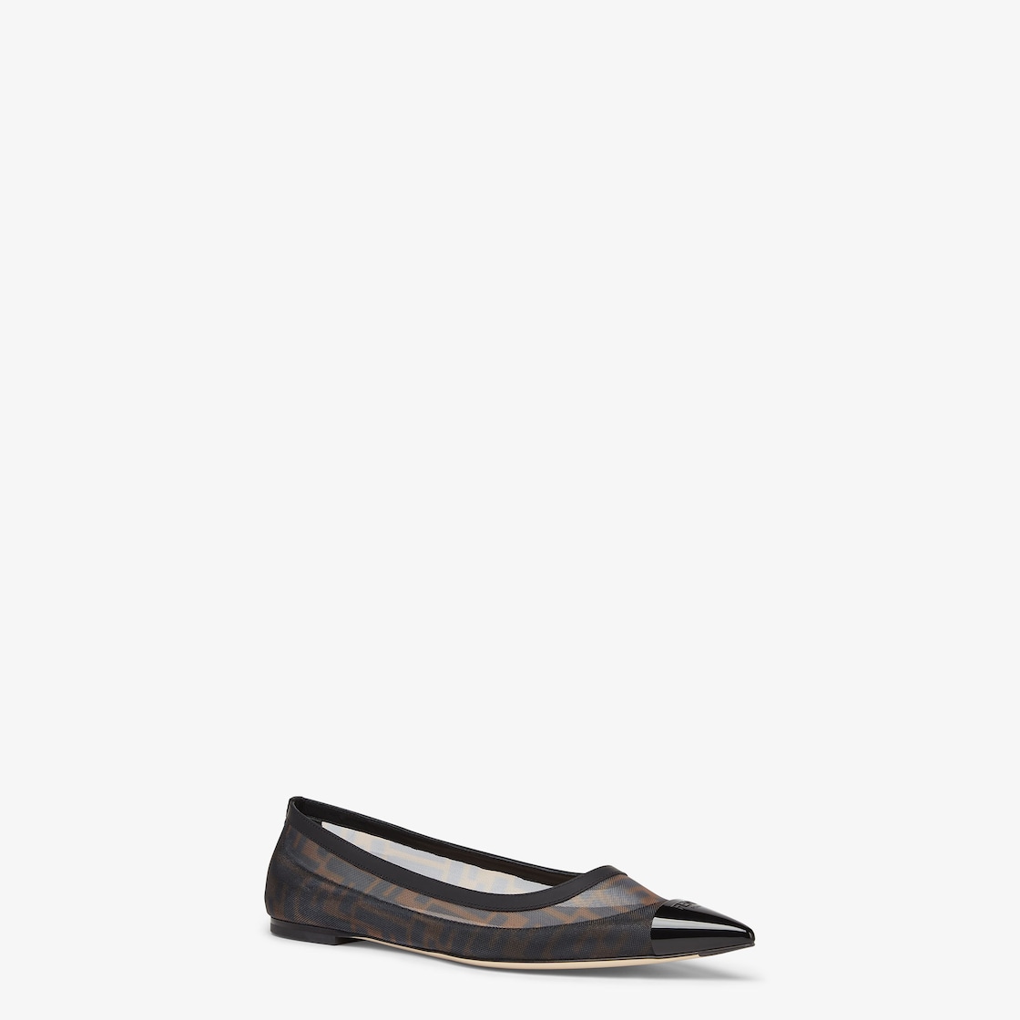 Colibrì Black leather and brown FF mesh ballet flats Brown - Image 2/4