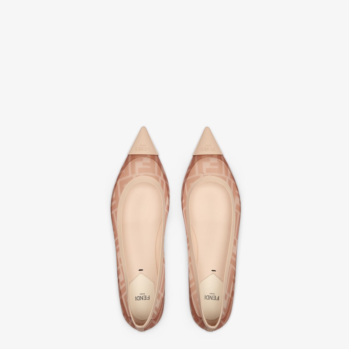 Colibri Pink leather and FF mesh ballet flats Fendi