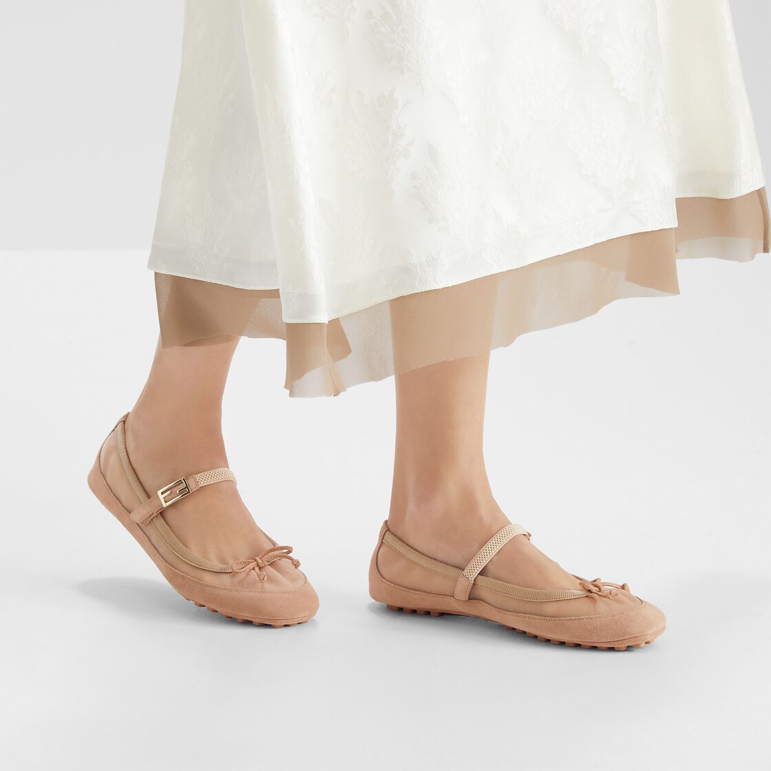 Baguette Pink suede and mesh ballet flats Pink - Image 5/5