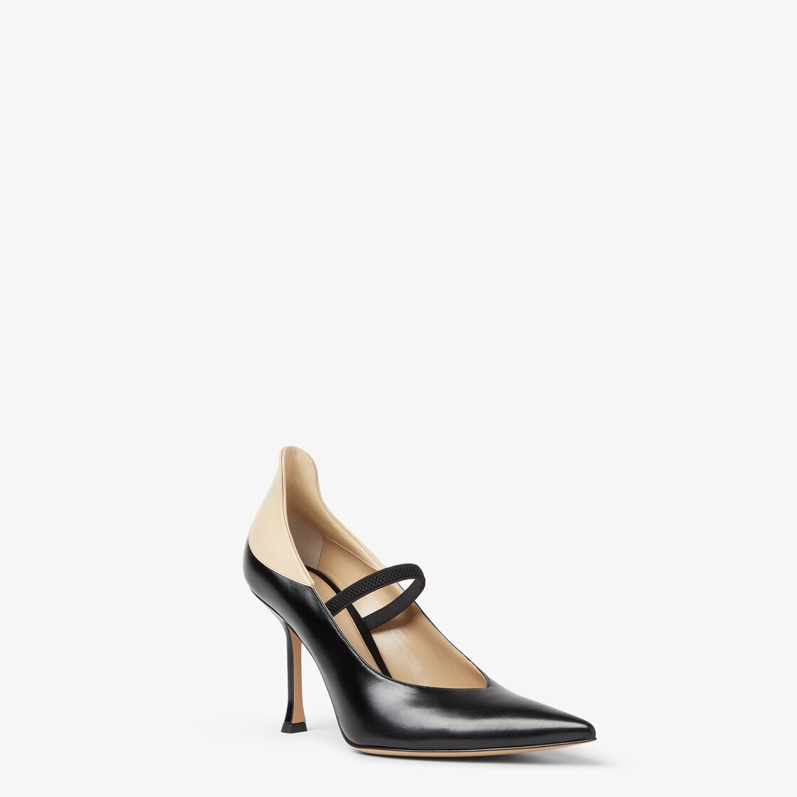 FENDI Nude Black and beige leather court shoes Black - Image 2/5